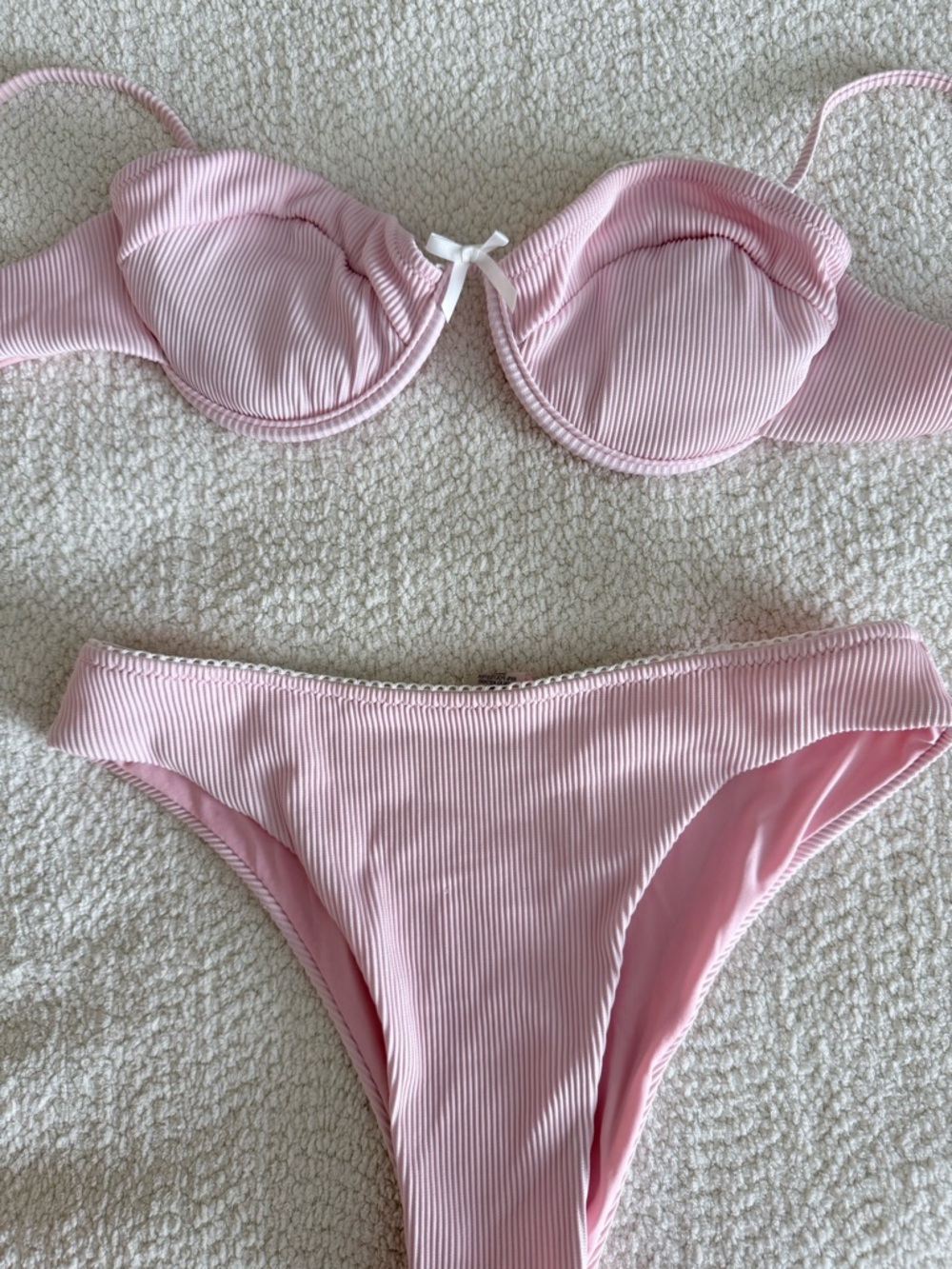 Lulu's Light Pink Ribbed Underwire Bikini Set - Picture 2 of 2
